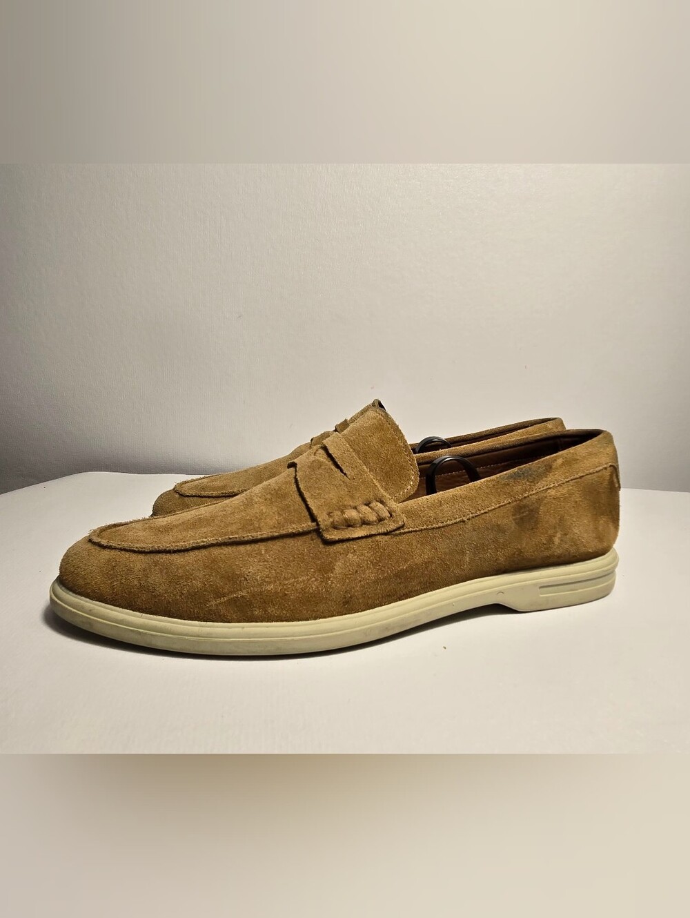 Peter Millar Excursionist Suede Penny Loafers Men Size 8.5M Tan Beige